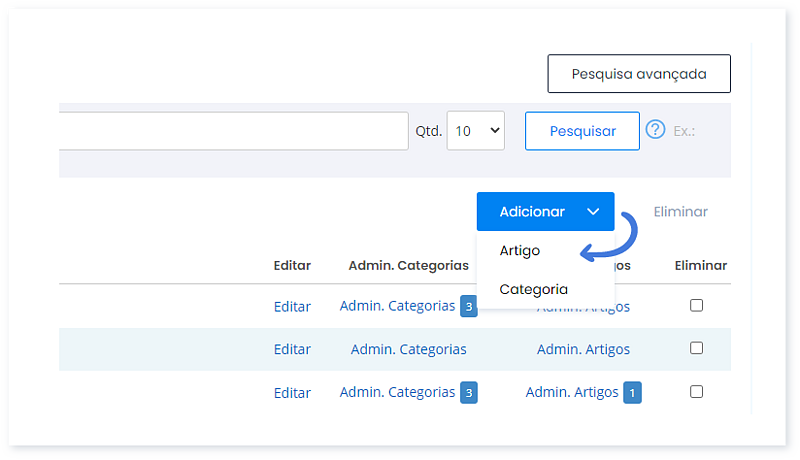 Adicionar artigo