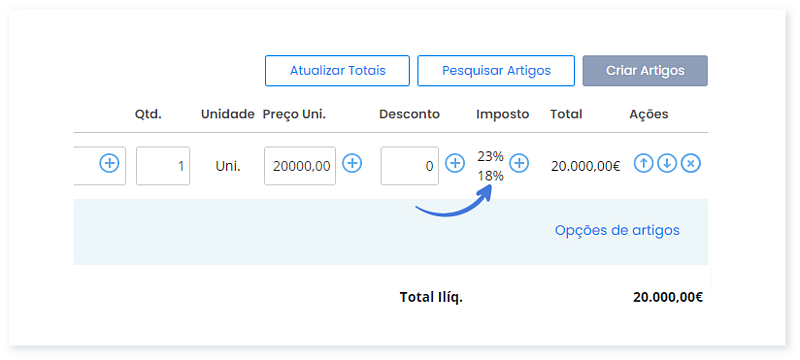 2 impostos do tipo IVA aplicados
