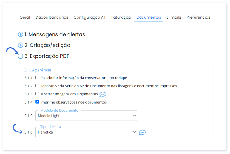 Mudar tipo de letra