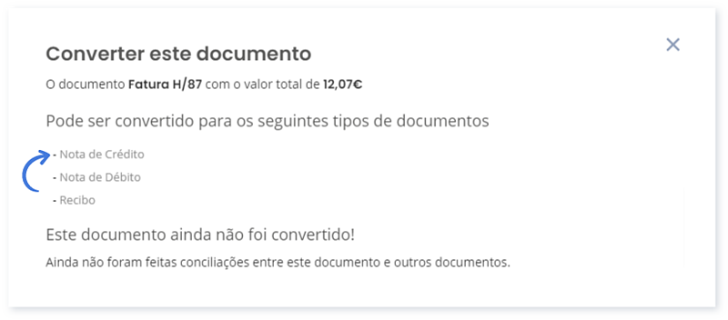 Selecionar as opções disponíveis