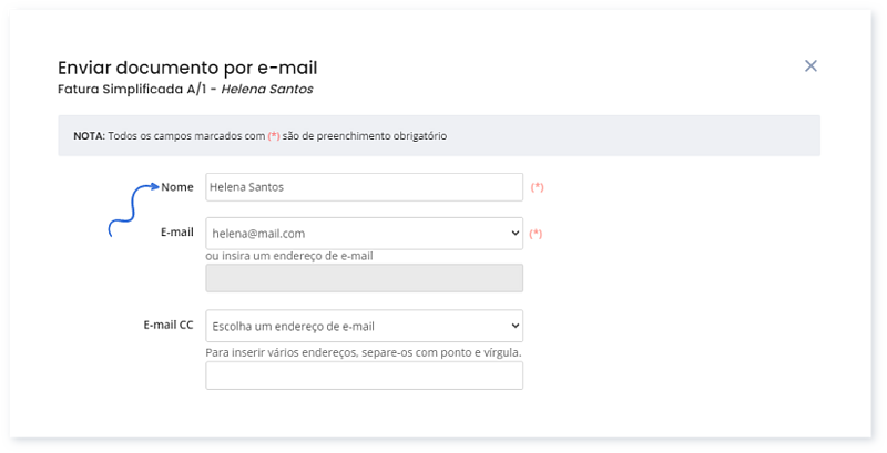 Preencher os campos