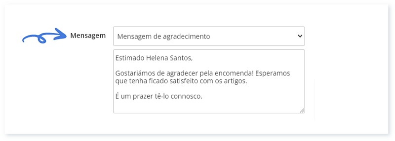 Mensagem pré-definida