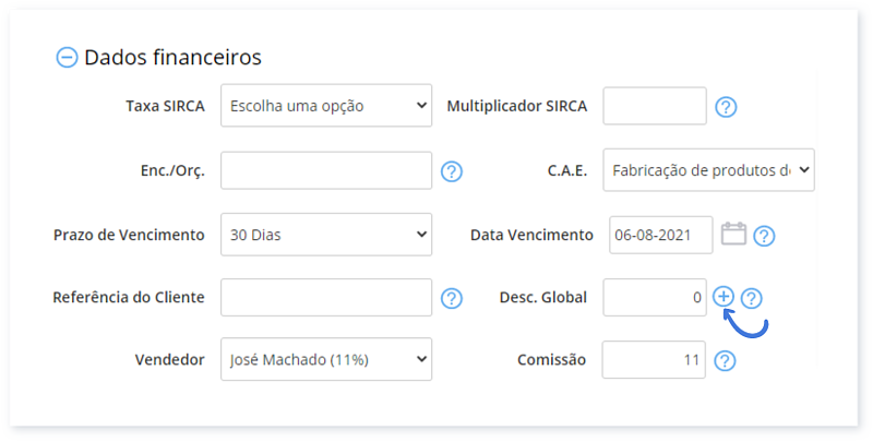 Secção Dados Financeiros