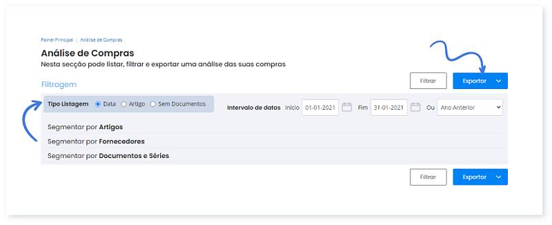 Filtragem da Análise de compras