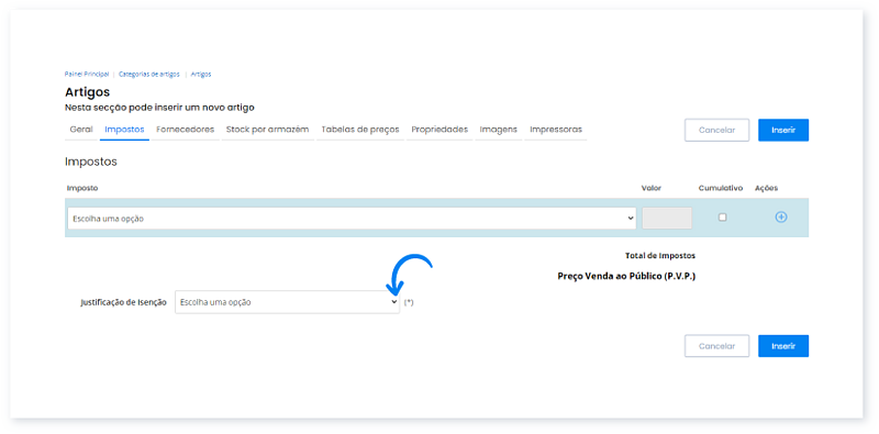 Como aplicar a isenção de IVA no software ARTSOFT