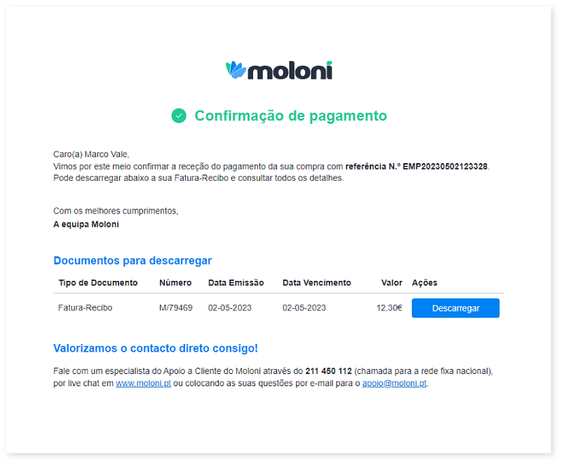 Como renovar a subscrição de utilizadores extra no Moloni 15