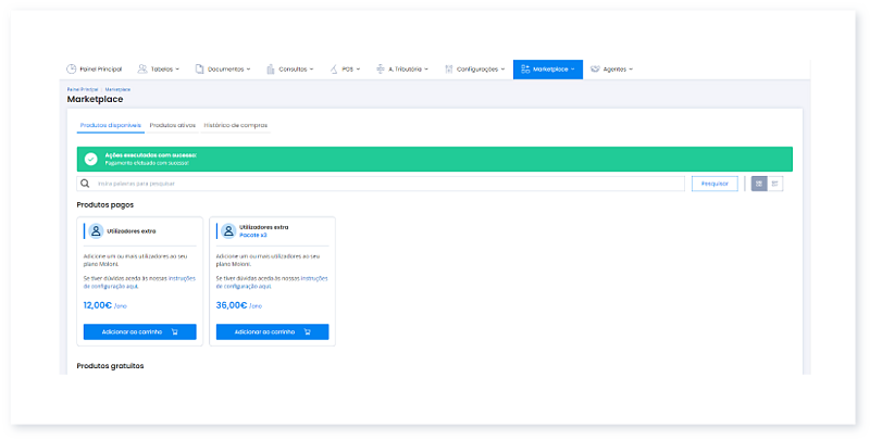 Como renovar a subscrição de utilizadores extra no Moloni 11