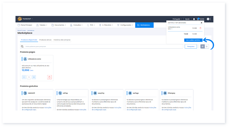 Como renovar a subscrição de utilizadores extra no Moloni 4