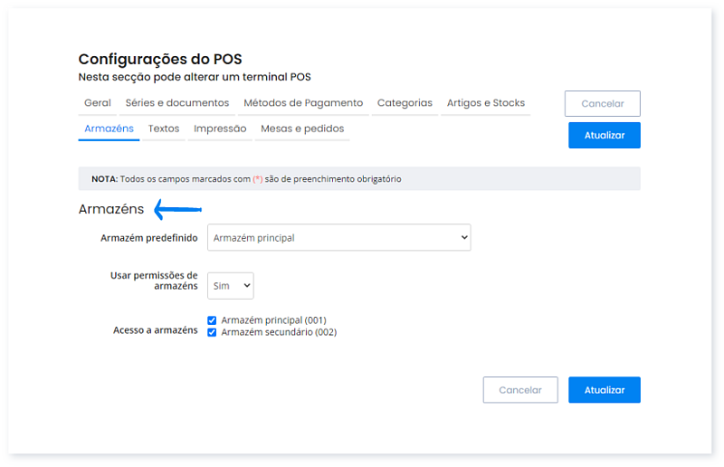 configurações