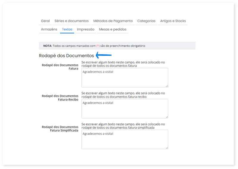 configurações