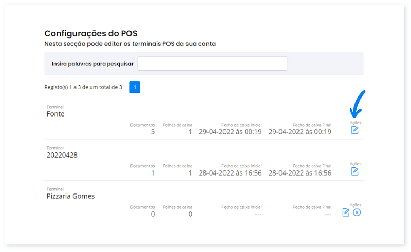 configurações