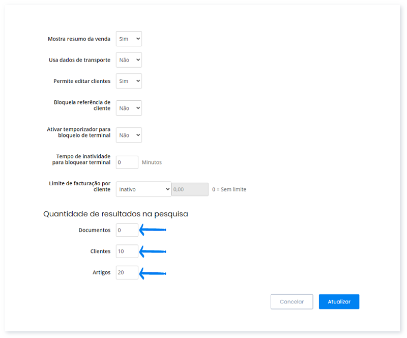 configurações