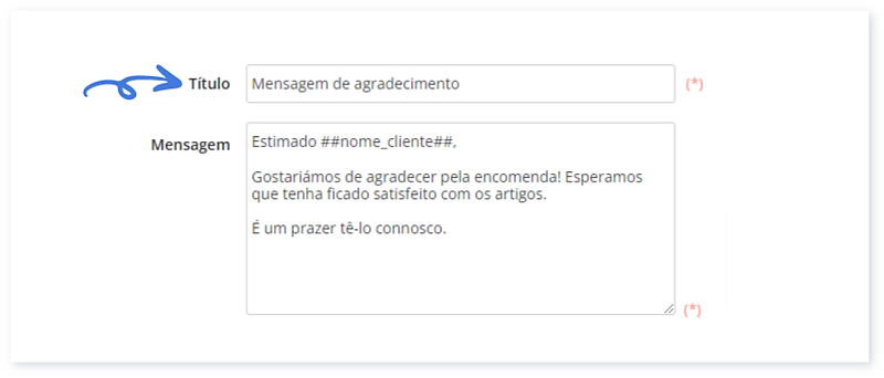 Mensagens personalizadas