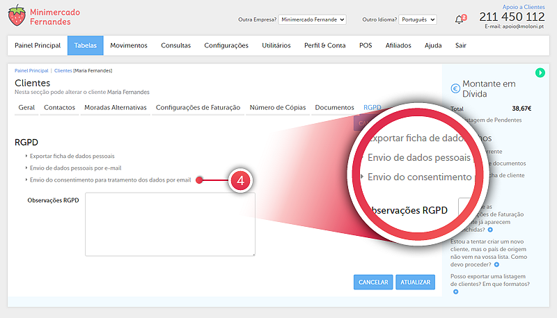 Formulário de consentimento ao tratamento dos dados - Passo 4