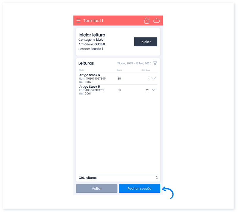 Como fazer uma contagem na app Moloni Stocks 11