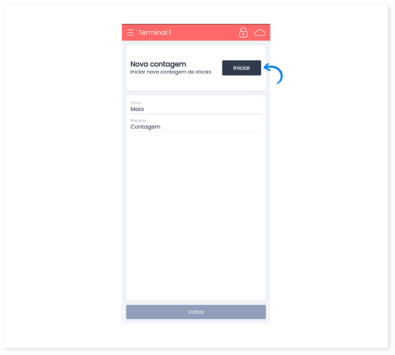 Como fazer uma contagem na app Moloni Stocks 4