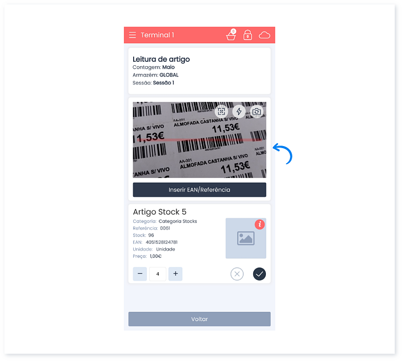 Como fazer uma contagem na app Moloni Stocks 8