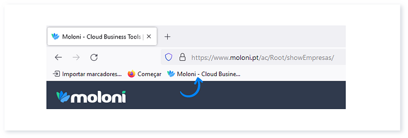 Criar um atalho no browser para a sua conta Moloni 11