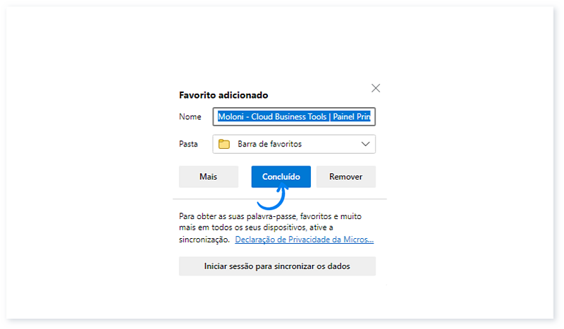 Criar um atalho no browser para a sua conta Moloni 15