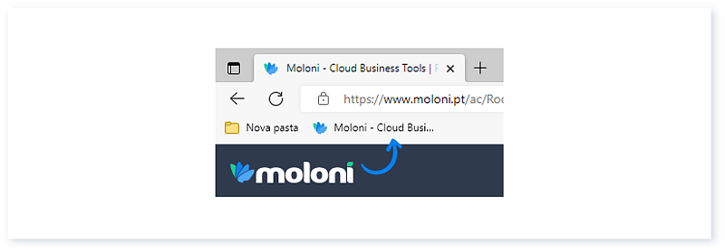 Criar um atalho no browser para a sua conta Moloni 16