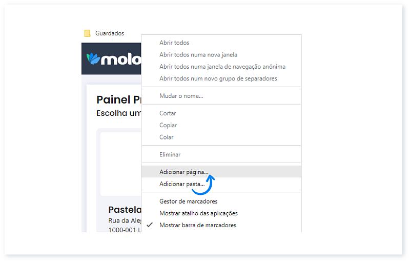 Criar um atalho no browser para a sua conta Moloni 3