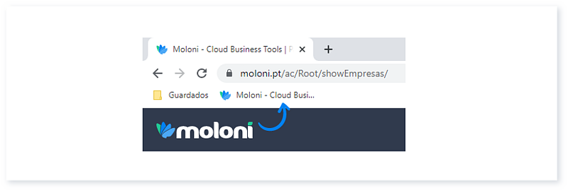 Criar um atalho no browser para a sua conta Moloni 5