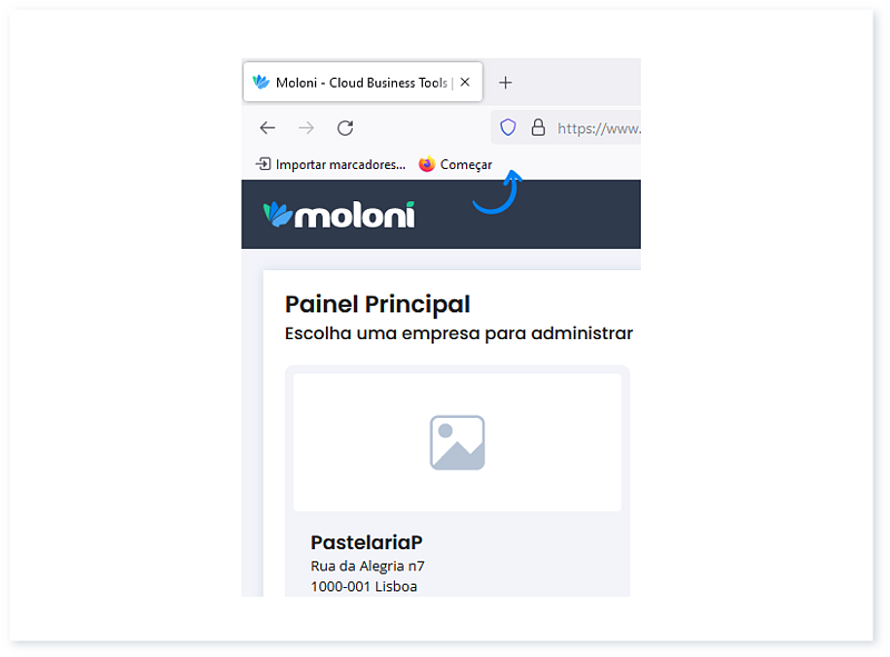 Criar um atalho no browser para a sua conta Moloni 6