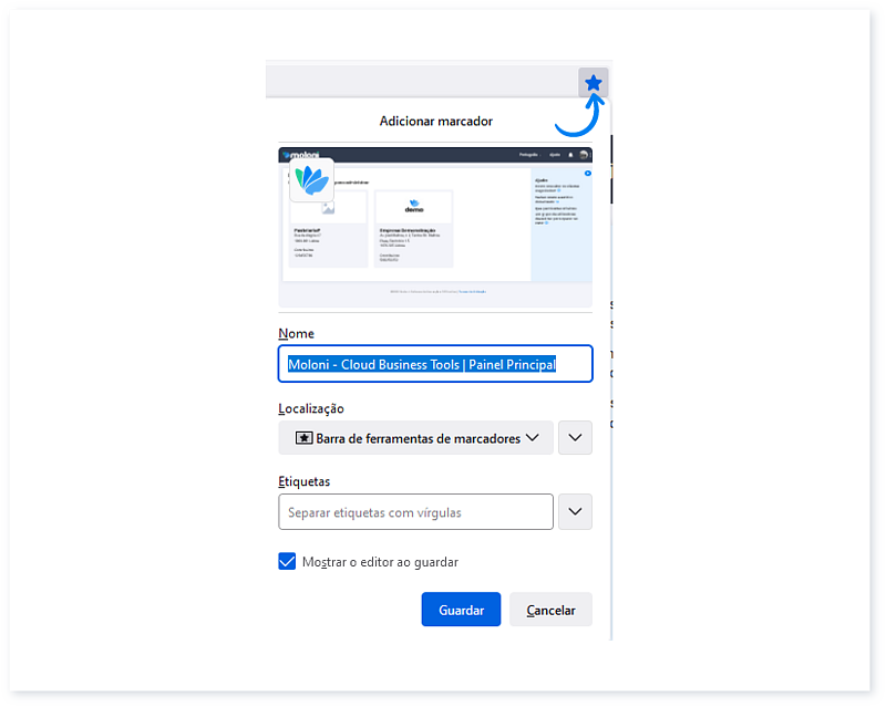 Criar um atalho no browser para a sua conta Moloni 9