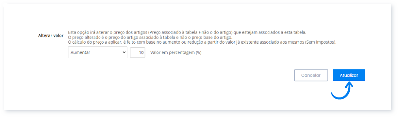 Como alterar o valor de uma tabela de preços 6