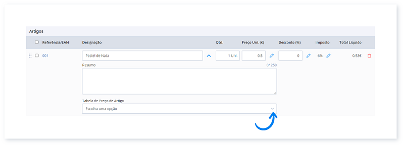 Como usar as tabelas de preços em documentos 2