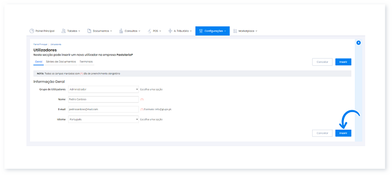 Como adicionar um utilizador 4