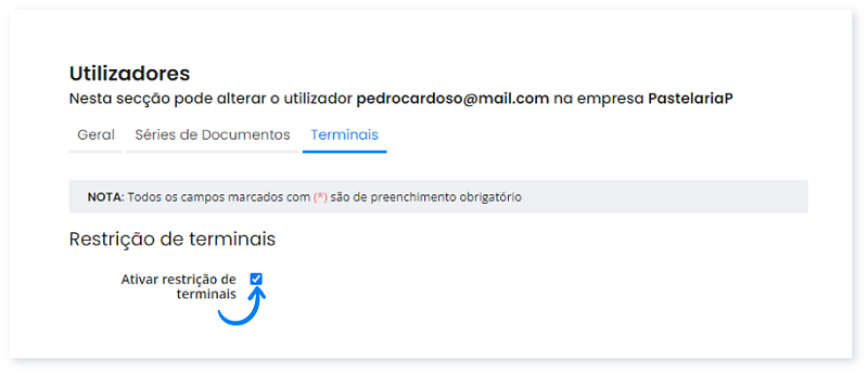 Como aplicar restrição de terminais no POS Moloni 3