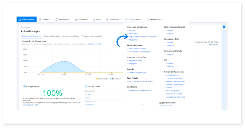 Configurar grupos e permissões de utilizadores 1