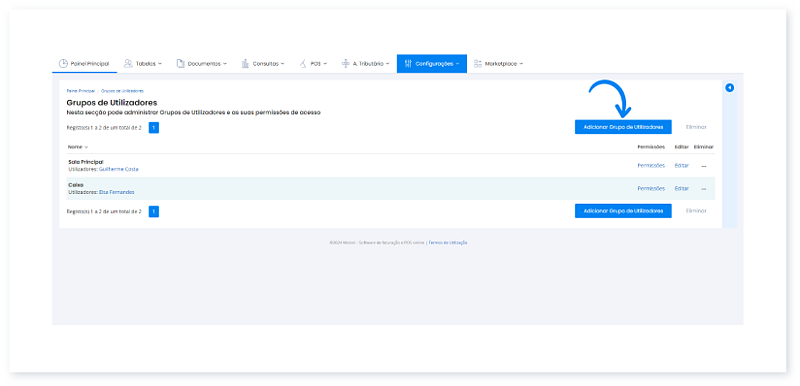 Configurar grupos e permissões de utilizadores 2
