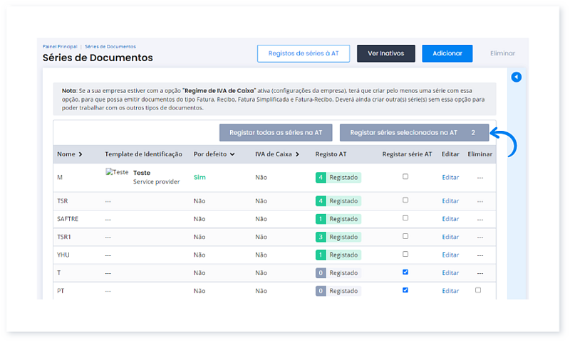 Como comunicar séries automaticamente no Moloni 9