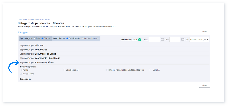 Listagem de Pendentes - Opções de Segmentação 5