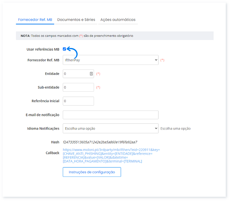 Como configurar um fornecedor de Referências Multibanco  3