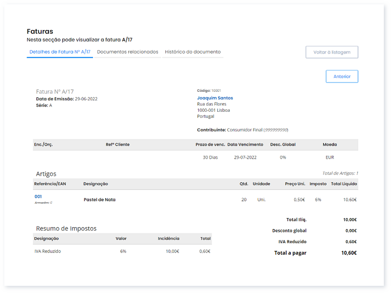 Ações na lista de documentos 12