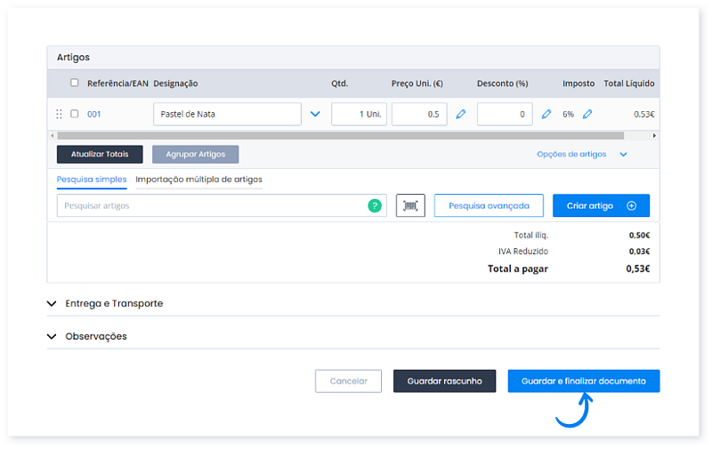 Criar, imprimir e enviar por e-mail um documento 3