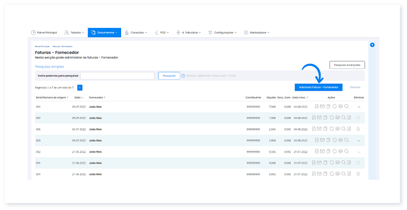 Posso emitir documentos para os meus fornecedores 2