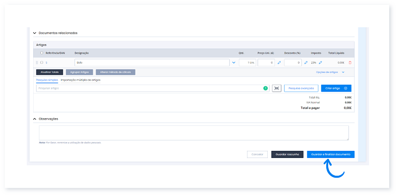 Posso emitir documentos para os meus fornecedores 5