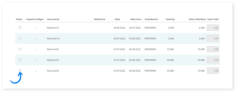 Um recibo pode liquidar várias faturas 2