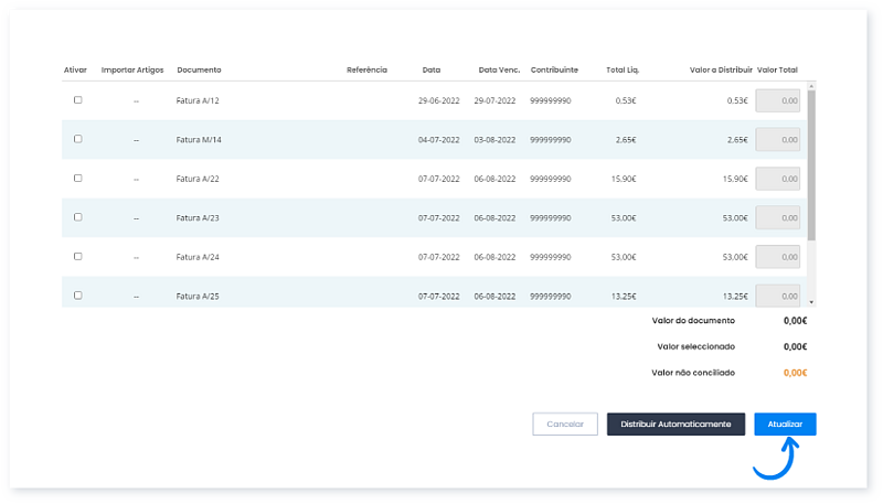 Um recibo pode liquidar várias faturas 4