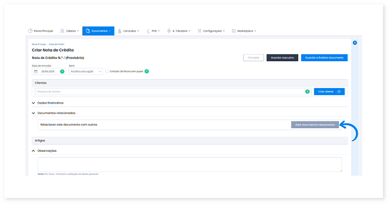 Como criar uma Nota de Crédito 4