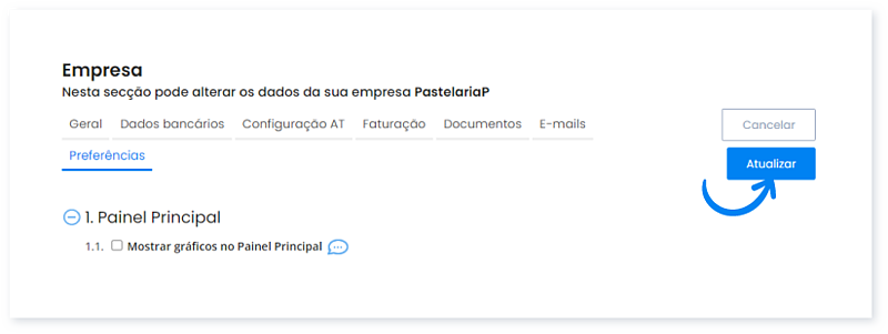 Posso ocultar os gráficos do Painel Principal 4