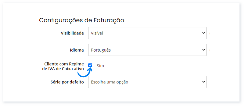 Como configurar os meus clientes que estão ao abrigo do Regime de IVA de Caixa 3