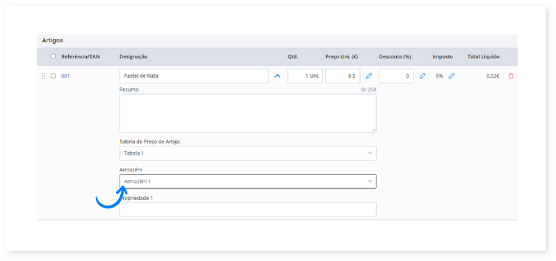 Como aplicar armazéns nos documentos 4