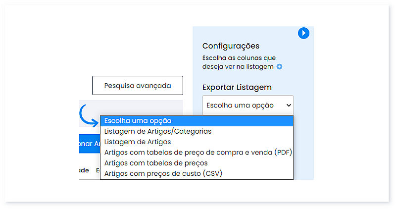 Como obter listagens de artigos em PDF 1