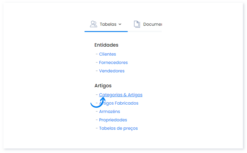 Categorias e Artigos.