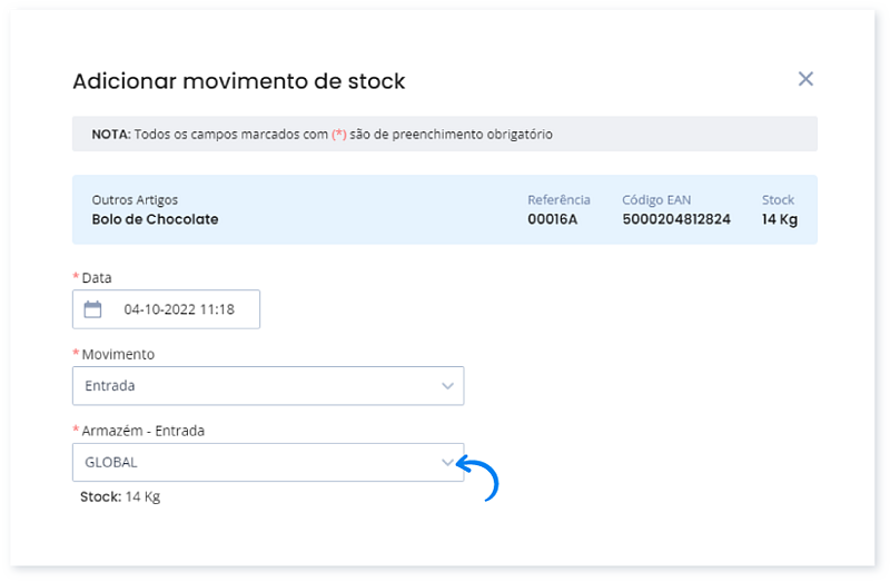 Como adicionar movimentos de Stock Manuais 5